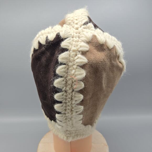 Vintage Suede & Knit Wool Aviator-Style Winter Hat Made In Italy - Picture 4 of 8